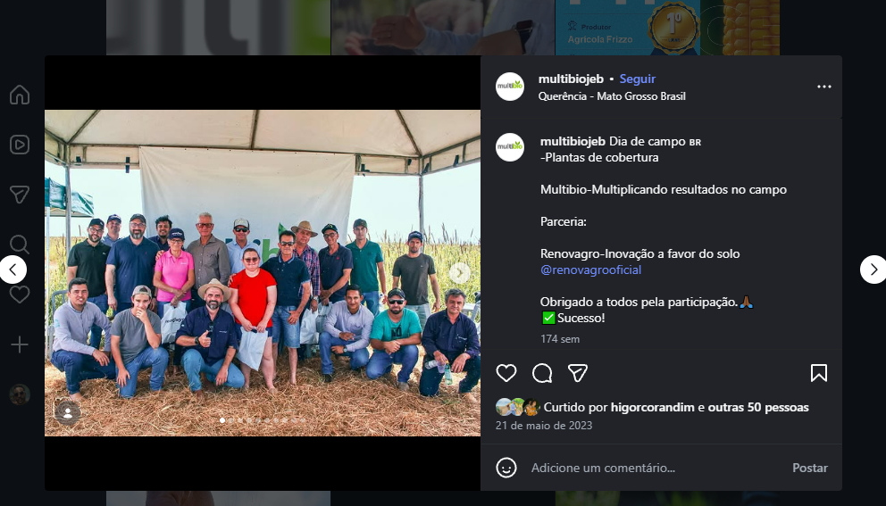 Encontro de produtores e equipe em dia de campo da Multibio